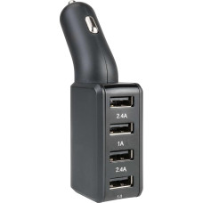 Walser Smart Charge Pro Car Charger with 4 USB Ports 4 Port USB Adapter 12/24 V Black 16206