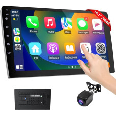 Haudio CarPlay Auto-Display, 10,1 Zoll Wireless CarPlay ir Wireless Android Auto, Rückfahrkamera, Doppel-DIN Autoradio, GPS navigacija, Bildschirmspiegelung, Audio-Empfänger, Musikplayer