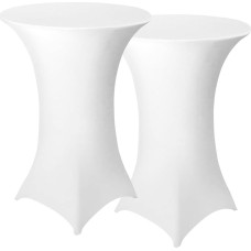 Granbest 2 pakuotės Spandex kokteilinės staltiesės Kvadratiniai kampai Kokteilinės staltiesės, skirtos vakarėlių banketams Vestuvių renginiams Paroda Pardavėjas Lauko baltos spalvos Skersmuo 80-85 cm