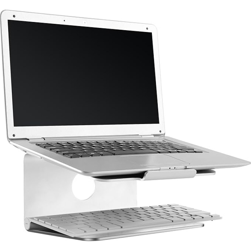 RICOO MacBook Stand MTS-02 Universal Laptop Notebook Air Pro Lap Tray Rack Organiser Ergonomic Single Screen Heightening Tablet Holder Swivel Rotate 360 Degrees Aluminum Silver