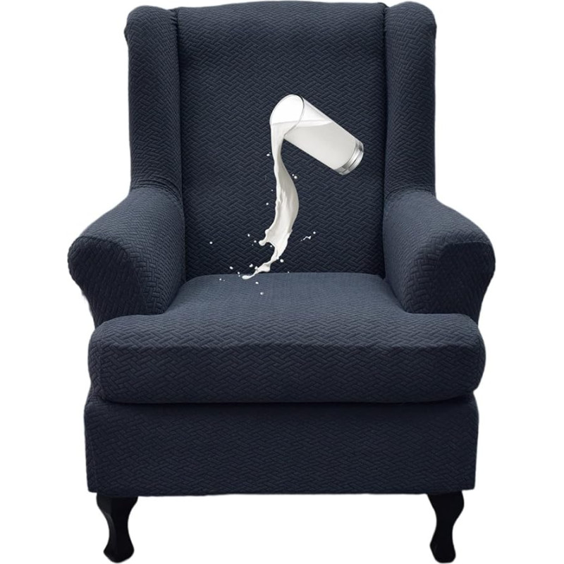 CRFATOP Wasserdichte Ohrensessel-Schonbezüge, 2-teilig, dehnbar, Spandex-Stoff, Flügelrückenstuhlhussen mit elastischer Unterseite, für Wohnzimmer, Schlafzimmer, Flügelsessel, A06