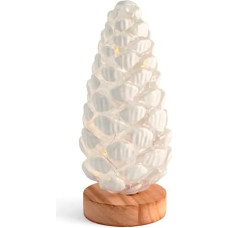 H&h Pigna in Vetro Natale su LED Su Base Legno H21 cm
