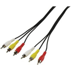 1.5m ~ 3 RCA Phono Male to 3 RCA Phono Male Cable by electrosmart® ~ Triple RCA Phono AV Audio Video Plug with Heads in Yellow, White & Red
