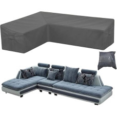 COOSOO Sodo baldų dangtelis L formos vandeniui atsparus vėjo nepraleidžiantis 420D patvarus Oksfordo audinys Lauko terasa Sofa Stalas Kėdė Apsauga Dešinysis kampas 30x220cm
