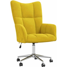 vidaXL Kėdė su ratukais Pasukama reguliuojamo aukščio televizoriaus kėdė Minkšta kėdė Kėdė su ratukais Kėdė su ratukais Kėdė su sparnu Svetainė Garstyčių geltonas aksomas
