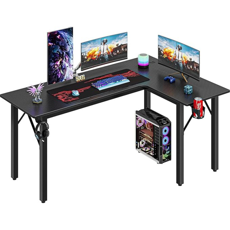 Dripex Gaming Table, L Shape Corner Desk, Gaming Desk, L-Shaped Computer Desk for Office, Bedroom, Black, 145 x 100 x 76 cm (L Shape Right)