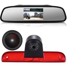 18 mm objektyvas Aukščiausios kokybės atbulinės eigos kamera + 4,3 colių automobilio galinio vaizdo veidrodis Stabdžių žibintas Automobilio stogo atbulinės eigos kamera verslo MPV SUV Van/Fiat Ducato X250 X290 Bus Box/Peugeot Boxter/Citroen Jumper 2006