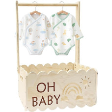 Uonguon Kūdikių dušo krepšelis, dekoratyvinė dovanų dėžutė su rankena, 19,92x13,39x8,98 colių elegantiška saugykla, sulankstoma, rožinės neutralios spalvos parinktys, skirta dukrai, šeimai, nėštumui, dušo ekranui