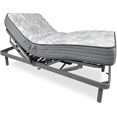 DUÉRMETE ONLINE, Ergomax 90 x 190 Pack Electric Bed Reinforced + Memory Foam Mattress Dorsaltec Wood, Anthracite Grey