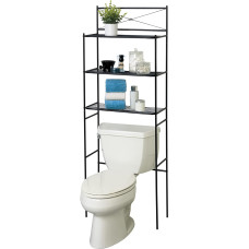 Zenna Home Over The Toilet Storage Shelf Black - Metal Bathroom Organiser with 3 Shelves, Fits Above Toilet - Space Saving Over Toilet Storage Rack with Cross-Style Design, Easy Assembly
