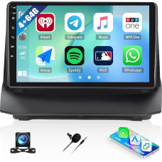 [4G + 64G] Android 13 Car Radio for Ford Fiesta 2009-2014 with Carplay Android Car, 9 Inch Touchscreen Radio with Bluetooth EQ GPS WiFi FM/RDS MirrorLink Split Screen + Reversing Camera & Mic