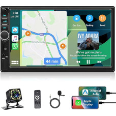 Motorsi Carplay 2 DIN Car Radio, 7 Inch HD Touchscreen Wired Android Car Stereo, MP5 Player Support Bluetooth/MirrorLink/FM/USB/AUX/Charging/Remote Control + Reversing Camera