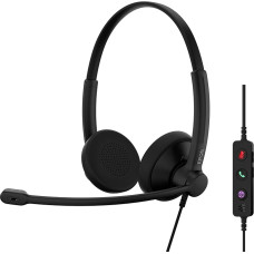 EPOS Impact 100 UC Stereo USB-C+A ausinės su mikrofonu, universalus ryšys, triukšmo slopinimas, lengvos, USB adapteris, UC profesionalios ausinės, minkštos ausų pagalvėlės, juodos spalvos