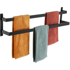 KOKOSIRI Towel Bars Black Bath Towel Rack 32 Inch Bathroom 2 Tier Ladder Towel Rail Wall Mounted Towel Shelves Shelf Stainless Steel B5008BK-L32