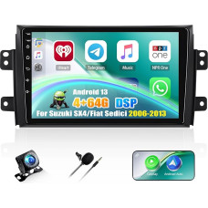 CAMECHO 4+64G Sat Nav DSP Android 13 Car Radio for Suzuki SX4/Fiat Sedici 2006-2013 with Rear View Camera, 9 Inch Wireless Carplay Bluetooth Radio with Android Car WiFi GPS FM/RDS + IPS HD Touchscreen