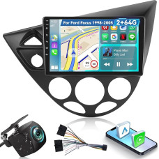 2G+64G Android Autoradio für Ford Focus 1998-2005 mit Wireless Carplay & Android Auto, 9 Zoll Touchscreen Autoradio mit WiFi, GPS Navigation, Bluetooth, FM RDS