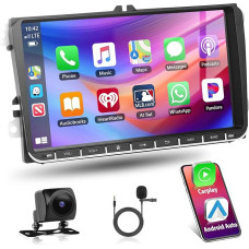 Motorsi 4+64G Autoradio für VW Seat/Skoda/Altea/Toledo/Leon/Altea XL mit Kabellosem Carplay/Android Auto, 9 Zoll Android 13 Touchscreen GPS Navi/WiFi/FM/RDS/SWC/Canbus/BT/EQ+AHD Kamera+Mic