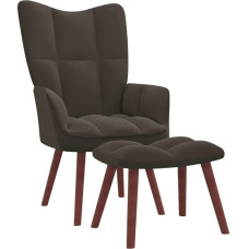 vidaXL Recliner Chair with Stool, Armchair with Steel Frame, Wooden Legs, Relaxing Chair, Upholstered Chair with Armrest, TV Chair, Living Room, Modern, Dark Grey Velvet