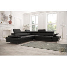 LENART FRIDERIK-EU Odinė sofa, kampinė sofa su miego funkcija [Right - Black] Kampinė sofa su miego funkcija, Svetainės sofa, Kampinė sofa, Svetainės baldai, Sofos ir sofos, Sofa