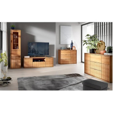 Svetainės baldų komplektas iš 4 televizoriaus lentos TV lenta TV spintelė Komoda su stalčiais Bokštelis Vitrina Šiuolaikinis ąžuolas