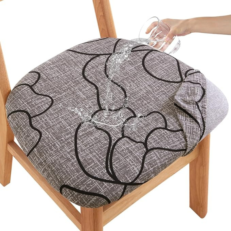 CRFATOP Wasserdichte Esszimmerstuhl-Sitzbezüge 4er-Set, Stretch Esszimmer-Kissenbezüge, rutschfest, elastisch, Sitzbezug für Esszimmerstühle, waschbar, Parson, Küchenstuhlschoner, L, 05