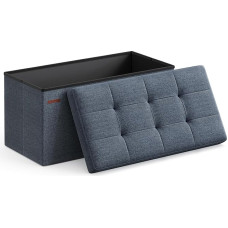 SONGMICS Mazie Collection ULSF047Q01 Folding Ottoman Bench, Footrest, Bed Bench, Storage Box, Load 299 kg, for Living Room, Bedroom, Entryway, Fog Blue