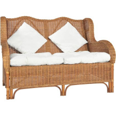 Juroupi Loveseat Loveseat 2-Seater Sofa for Living Room Sofa Loveseats Light Brown Natural Rattan and Linen