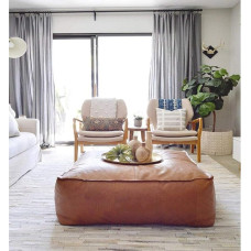 Didelis kvadratinis odinis pufas - rankų darbo natūralios karvės odos marokietiško stiliaus gyvenamasis kambarys (tik viršelis, 40