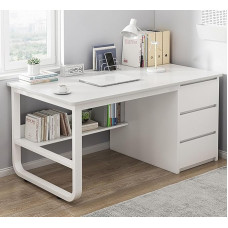 Šiuolaikinis kompiuterio stalas su 3 stalčiais, storos konstrukcijos žaidimų stalas, paprastas darbo ir darbo stalas studentams, biurui, miegamajam, stilingas rašomasis stalas