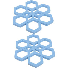 SHOWERORO Šešiakampis kilimėlis puodams, trikojis, terasos gultas, neslidus, virtuvės izoliacinis kilimėlis, stalo kilimėlis su apsauga nuo nudegimo, kilimėliai lėkštėms, silicio gelis, mėlynas, 2 vnt.