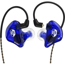 BASN Bsinger In-Ear Monitors Noise Isolating Headphones, Dual Dynamic Drivers High Definition Wired Earbuds with Removable MMCX Cable for Musicians Drummers Singers (Blue)