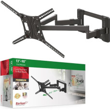 Barkan Long TV Wall Mount, 13 - 90 Inch Double Arm, Swivelling / Full Motion Flat & Curved TV Mount, Holds up to 60 kg, Extra Stable, for LED OLED LCD, Max. VESA 600 x 400