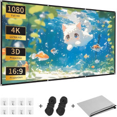 Projection Screen 100 Inch Projection Screen for Indoor and Outdoor 16:9 HD 4K Portable Film Screen for Home Theater Office