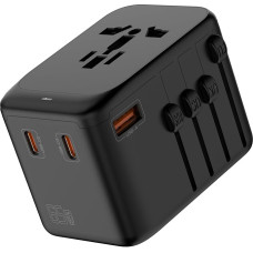 Universal Travel Adapter, GaN Charger 65W International Plug Adapter with 3 USB-C PD and 1 USB-A QC, Travel Charger with Worldwide US/EU/UK/AU Plug Adapter