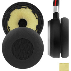 Geekria QuickFit Protein Leather Replacement Ear Pads for Jabra Evolve 75 UC, Evolve 75, Evolve 75+, Evolve 75 MS Headphones Ear Pads Headset Ear Pads Ear Cups Repair Parts (Black)