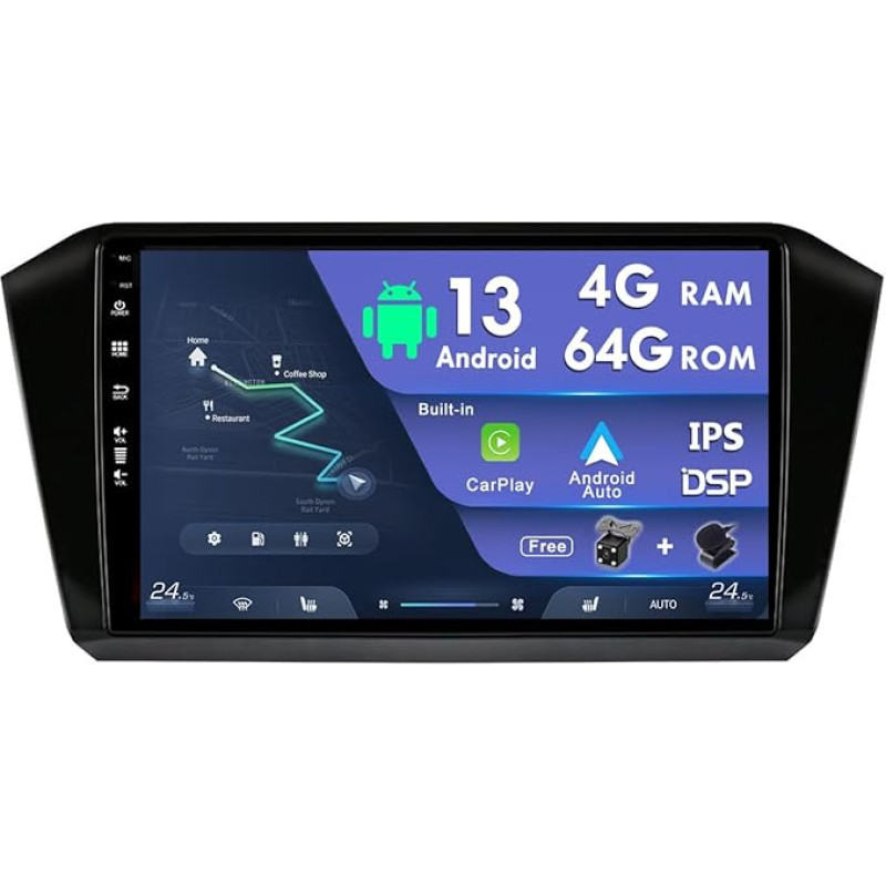 MISONDA 10 Inch IPS Android Car Radio for VW Passat B8 (2015-2019), Built-in DSP, Carplay + Support Dab + WiFi, BT, GPS, AUX, MirrorLink, WiFi, RDS - 4G + 64G