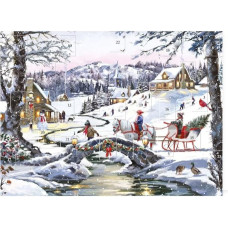 Traditional Advent Calendar with a Snowy River without Chocolate