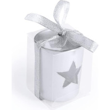 Christmas Star Glass Jar Candle Packaged in a Single PVC Gift Box (Silver)