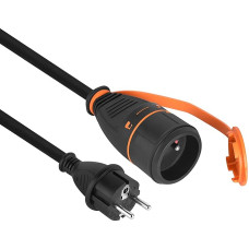 Electraline 01760 5m IP44 5m Rubber Extension Lead H07RN-F 3G2.5mm French Electric Lock with Locking System - Black