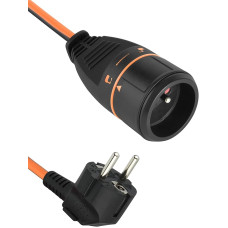 Electraline 57035A 10 m 3 G1.5 mm Extension Cable with French Electralock Socket Fitted with a Locking System to Prevent Disconnecting Connectors Black/Orange