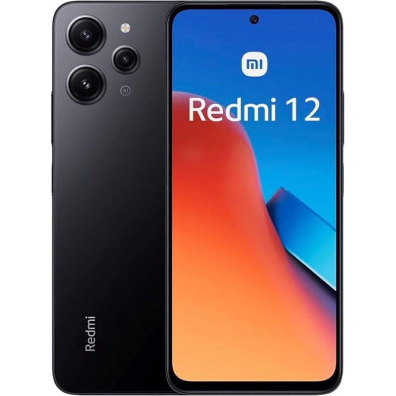 Xiaomi, Redmi 12 Smartphone, MediaTek G88 Processor, 50MP Main Camera, 90Hz FHD+ Screen, 5000mAh Battery (8+256GB, Black) (M19A)