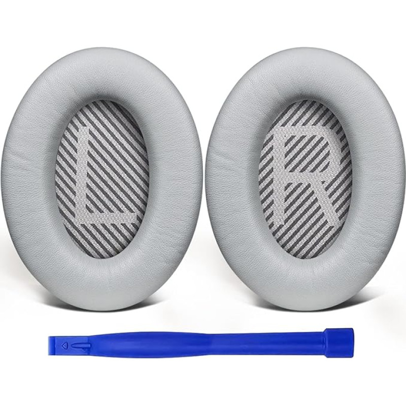 SoloWIT Replacement Ear Pads for Bose QuietComfort 35 (QC35) & Quiet Comfort 35 II (QC35 ii) Headphones, Ear Pads with Softer Lambskin, Noise Isolation Foam, Extra Thickness (Brilliant Grey)