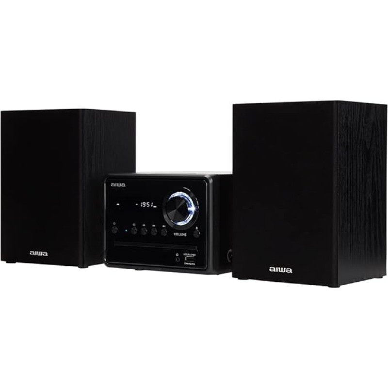 Aiwa MSBTU-300 Micro Hi-Fi System with Bluetooth, CD, USB, FM Radio, Black