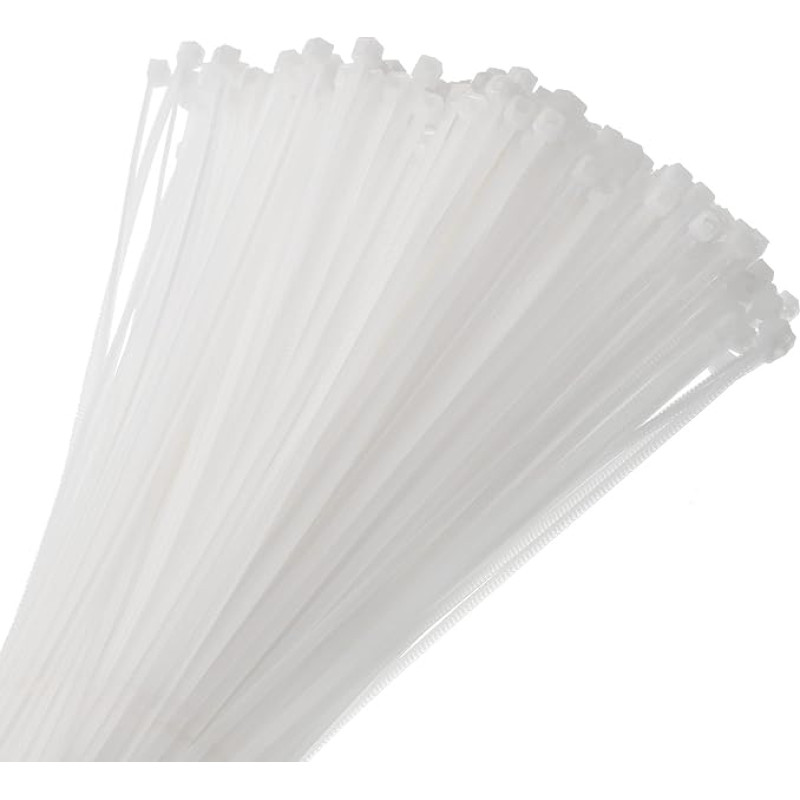 sourcing map Kabelbinder aus Nylon, selbstsichernd, 4 mm, für Kabelmanagement, 300 mm, 250 Stück, Weiß