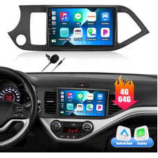 [8-Core 4G + 64G] CAEMCHO Android 13 Car Radio for KIA Picanto TA 2011-2016 with Navi Carplay Android Car, Car Radio with 9 Inch Screen, Bluetooth WiFi/FM RDS 32EQ DSP