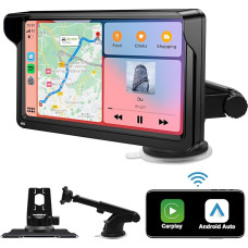 Wireless Car Radio for Apple Carplay Display - Jimtour Portable Android Car Screen, Apple Car Play 7 Inch IPS Touch Screen, MirrorLink, Airplay, Bluetooth, Siri, FM, AUX, Navigation for Car Truck Sat