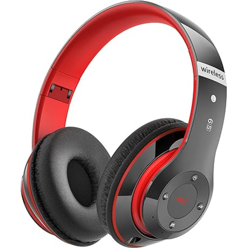 Bluetooth Headphones, Wireless Over Ear Headphones with 6 Equalizer Modes, 65 Hours with Built-in HD Microphone, FM, SD/TF for Travel