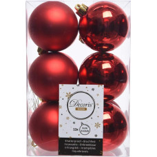 Zarivy Packung mit 12 roten Christbaumkugeln, Durchmesser 6 cm. Verleihen Sie Ihrem Zuhause einen festlichen Touch mit diesen eleganten und glänzenden Kugeln, die die Weihnachtsdekoration aufwerten.