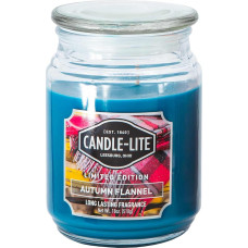 Candle-Lite Scented Candle in Glass with Lid Autumn Flannel Scented Candle Sandalwood Candles Long Burning Time (up to 110 h) Candles Blue Scented Candle Large (510 g)