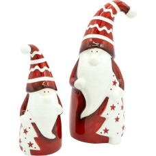 HEITMANN DECO Ceramic Santa Claus with Christmas Tree, Set of 2